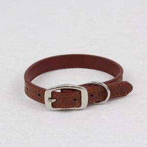 Rustic Brown Ostrich Leather Print Dog Collar